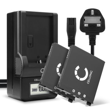 2x NP-60 Camera Battery + Charger Set for Casio Exilim EX-S10, -S12, EX-Z80, -Z85, EX-Z90, EX-FS10, EX-Z19, EX-Z20 720mAh Replacement Battery BC-60L LCD Smart Charger