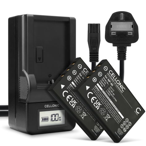 2x Battery for Drift HD170, HD170 Stealth; HD720; HD (1080p) Li-Ion 3.7V (1180mAh, 3.7V) + Charger from CELLONIC