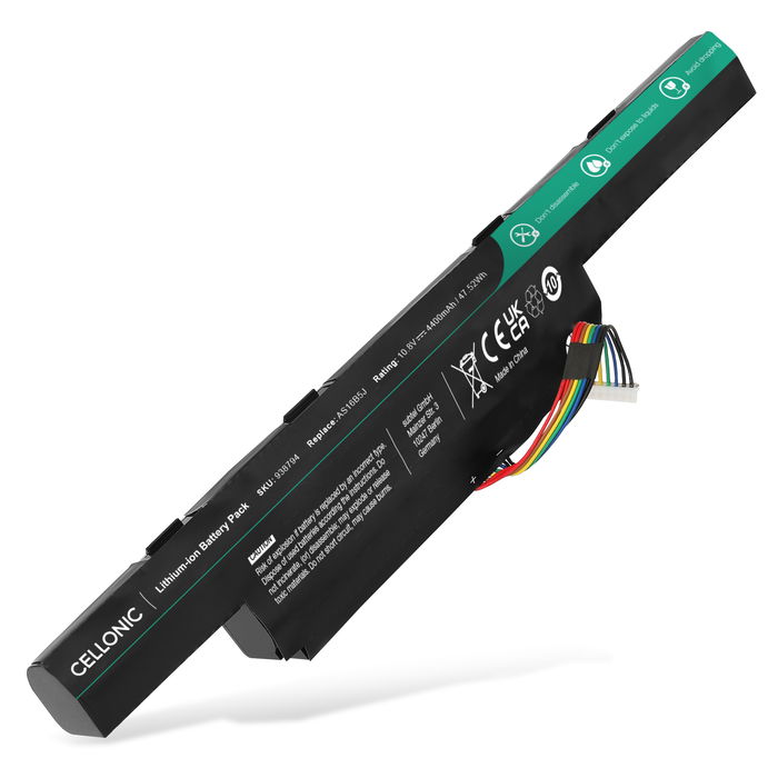 Battery for Acer Aspire E5-575, E5-573G, E5-575G, E5-573, E5-573G, E5-575TG, E5-573T, E5-774, Travelmate P259-G2-M, P259-G2-MG, AS16B5J, AS16B8J 10.8V 4400mAh from CELLONIC