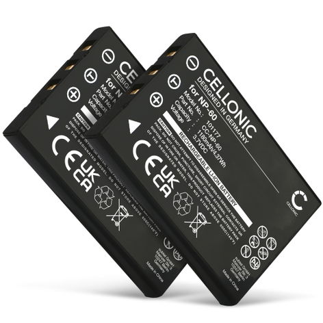 2x Battery for Medion Life P47000, E47006, P47005, X47008 NP-60 (1180mAh, 3.7V) from CELLONIC