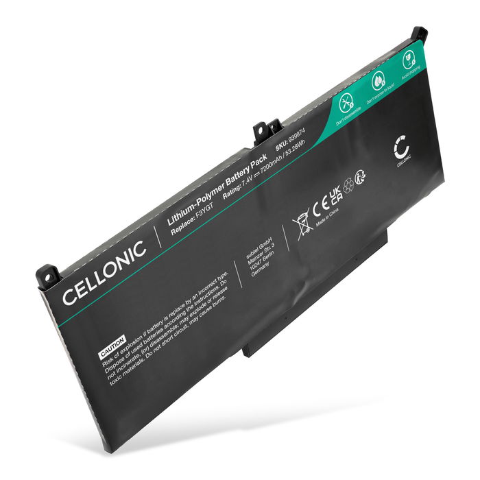 Battery for Dell Latitude 14 7490, 7480, Latitude 13 7390, 7380, Latitude 12 7290, 7000, E7480, F3YGT 7.4V 7200mAh from CELLONIC