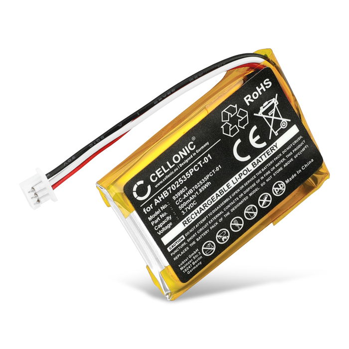 Battery for Sennheiser Momentum True Wireless 3, 2, 1 (Charging Case) AHB702535PCT-01 (500mAh, 3.7V) from CELLONIC