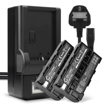 2x NP-F750 Batteries for Sony DSR-PD150 HDR-FX7 HDR-FX1 HDR-FX1000 GV-HD700 DSR-PD170 GV-HD700E Camcorder 2600mAh NP-F550 Battery Replacement + LCD Smart Charger