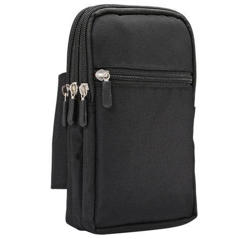 Belt Phone Holder Case for – XL Jumbo 4-Pocket Smartphone Holster Bag for Phones Up To 7" – Black