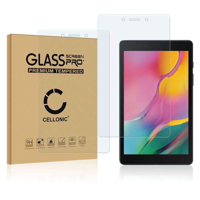2x CELLONIC Screen Protector for Samsung Galaxy Tab A 8.0 (2019) SM-T290 Tablet Screen Cover Film - 2.5D 0,33mm Full Glue 9H Tempered Glass Display Screen Guard Crystal Clear