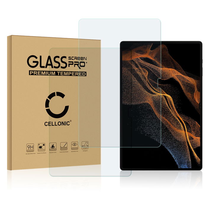 2x CELLONIC Screen Protector for Samsung Galaxy Tab S8 ultra X906B Tablet Screen Cover Film - 2.5D 0,33mm Full Glue 9H Tempered Glass Display Screen Guard Crystal Clear