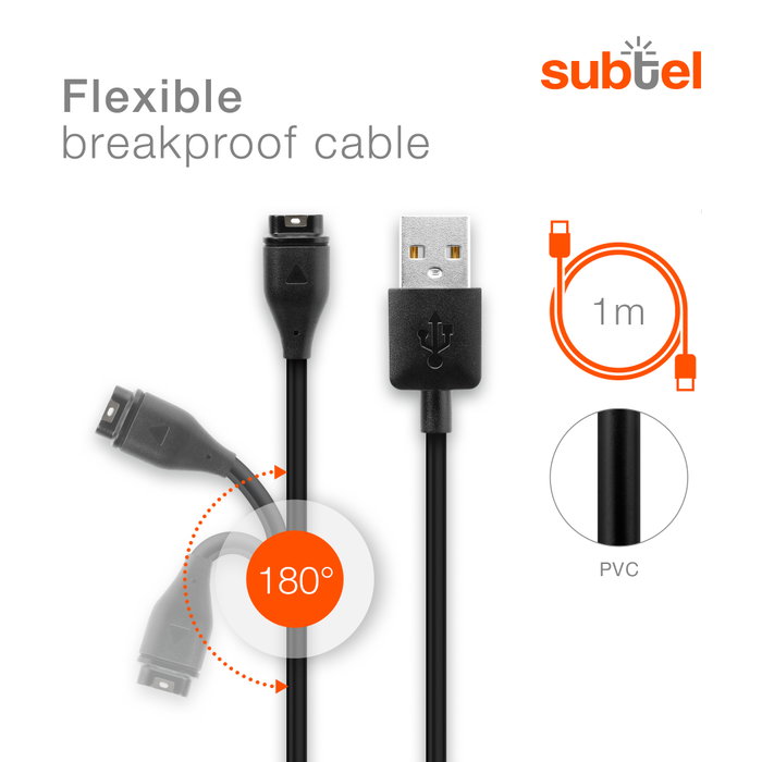 Caricatore USB-C Cavo Di Ricarica Compatibile Con Garmin Fenix, Forerunner, Venu, Instinct E Molti Altri (1m)