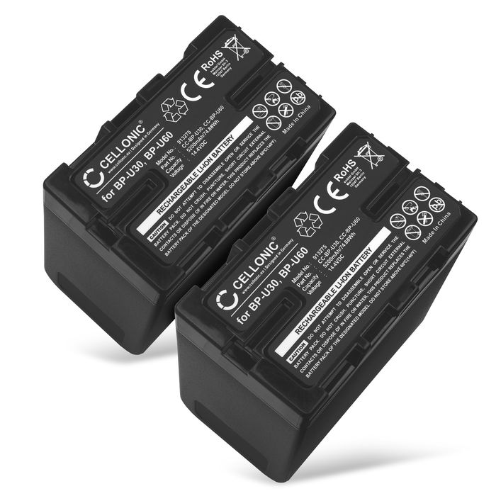 2x Battery for Sony PXW-FS7, PXW-FS7M2, PMW-EX1r, PXW-FS5K, PXW-FS5, PMW-300K1 BP-U30 BP-U35 BP-U60 BP-U70 BP-U90 (5200mAh, 14.4V) from CELLONIC
