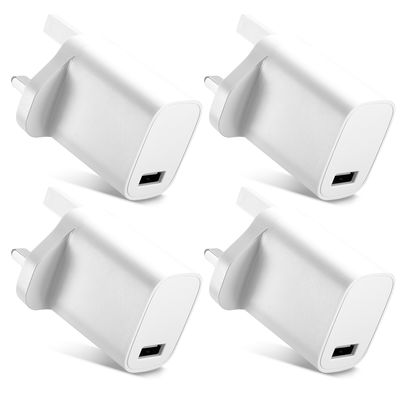 1 Port USB Charger 5V 1A 5W Fast Smart Charging Mains Wall USB Adapter Outlet Socket 100V-240V for Mobile Phone, Tablet, Speakers, Powerbank - White