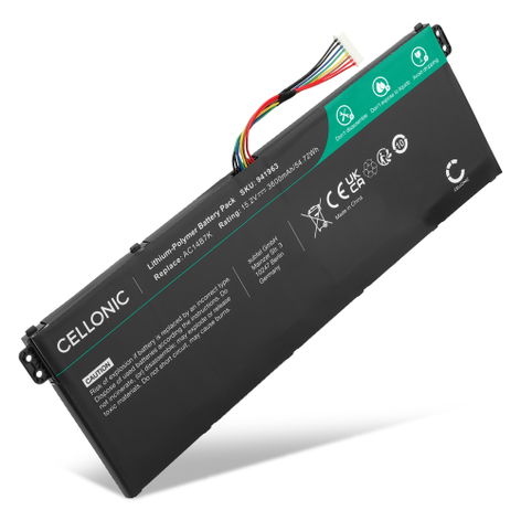 Battery for Acer Predator Helios 300; Aspire ES15, V13 AC14B7K (3600mAh, 15.2V) from CELLONIC
