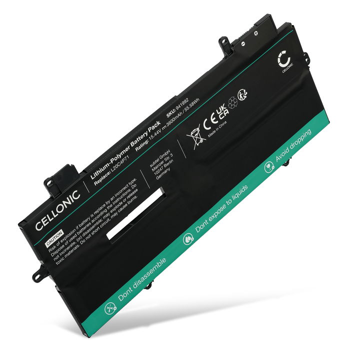 Battery for Lenovo ThinkPad X1 Carbon Gen 9, 10, 11, ThinkPad X1 Yoga Gen 6, 7, 8 15.44V 3600mAh from CELLONIC