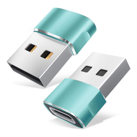 2x Cable and Adapter USB-C (Type-C) to USB A – Green from CELLONIC – Apple iPhone 14, 13, 12, 14 Pro Max; iPad mini