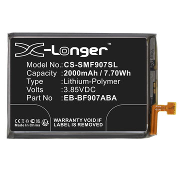 EB-BF907ABA Battery for Samsung Galaxy Fold 5G, SM-F907N, SM-F907B Smartphone / Phone Battery Replacement - 2000mAh
