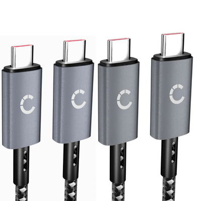 Universal USB C Type C Cable for Mobile Phones, Tablets, GPS, Speakers 3A (PD 100W) Fast Data Transfer 1m Nylon Charging / Charger Lead - Grey/Black