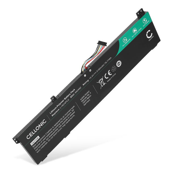 Battery for Lenovo Legion 7, 7 15IMH05, 7 15IMHg05, 7 15IMH05H, Legion 5, 5 17ARH05H, Lenovo L19C4PC2, L19M4PC2, L19C4PC1 15.4V 5180mAh from CELLONIC