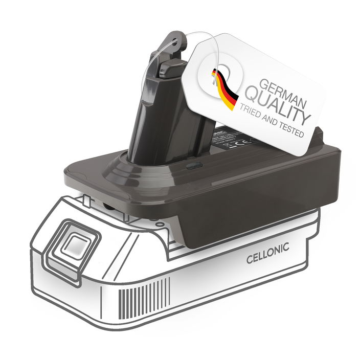 DeWalt 18V-20V or Milwaukee 18V to Dyson V6 Series Battery Adapter Converter MT18V6 from CELLONIC