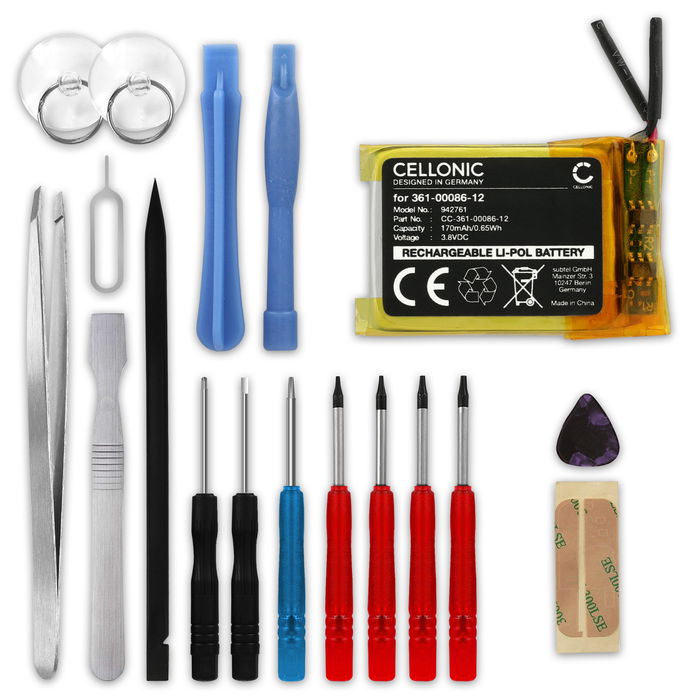 Battery for Garmin Fenix 6S Pro 170mAh + Tool-kit 17pcs from CELLONIC