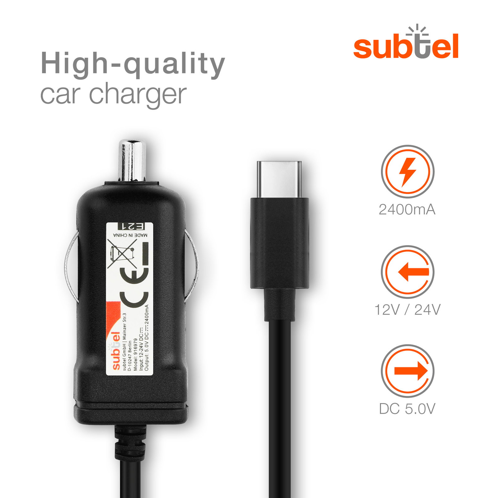TomTom GO Classic 2. Generation In Car Charger 12V / 24V Socket to USB C  Type C Sat Nav GPS Cigarette Lighter Adapter