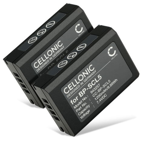 2x Battery for Leica M10 Monochrom; M10-P; M10-R BP-SCL5 (1200mAh, 7.4V) from CELLONIC