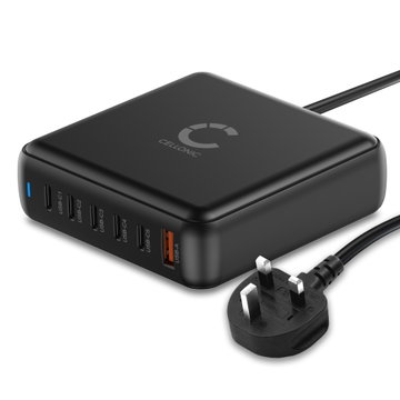 200W 6-Port GaN USB-C Charger Hub – PD QC 3.0 Fast Charging Station for Laptops, Tablets & Phones from CELLONIC