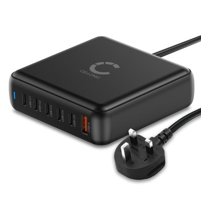 200W 6-Port GaN USB-C Charger Hub – PD QC 3.0 Fast Charging Station for Laptops, Tablets & Phones from CELLONIC