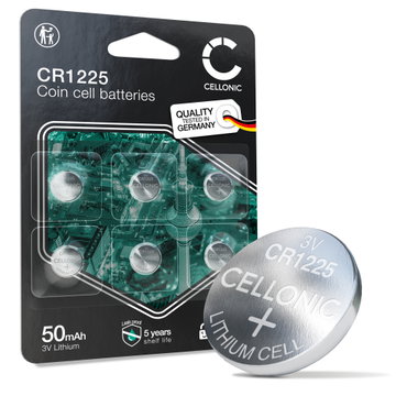 CELLONIC CR1225 Knopfbatterie (Lithium, 50mAh, 3V) for Car Keys Fitness Equipment Watches - x6-Pack