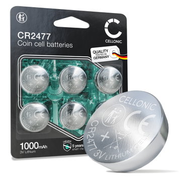 CELLONIC CR2477 Knopfbatterie (Lithium, 1000mAh, 3V) for Industrial Electronics Medical Devices Smart Home Devices - x6-Pack