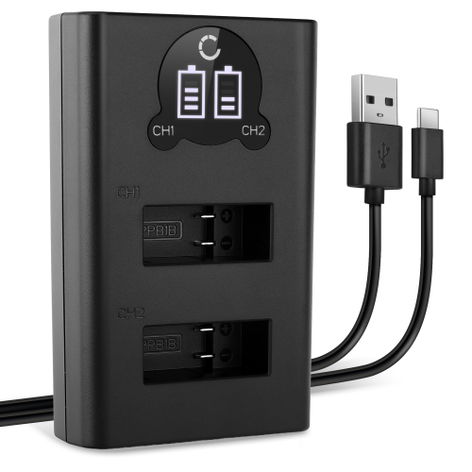 USB Dual Charger (AMDBD-001) for GoPro MAX 2 + 1m + USB Cable from CELLONIC